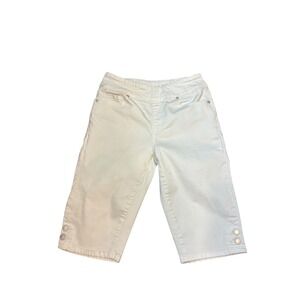Diane Gilman D2 White Denim Stretch Capri Pants Womens Size 6 Cropped Jeans‎
